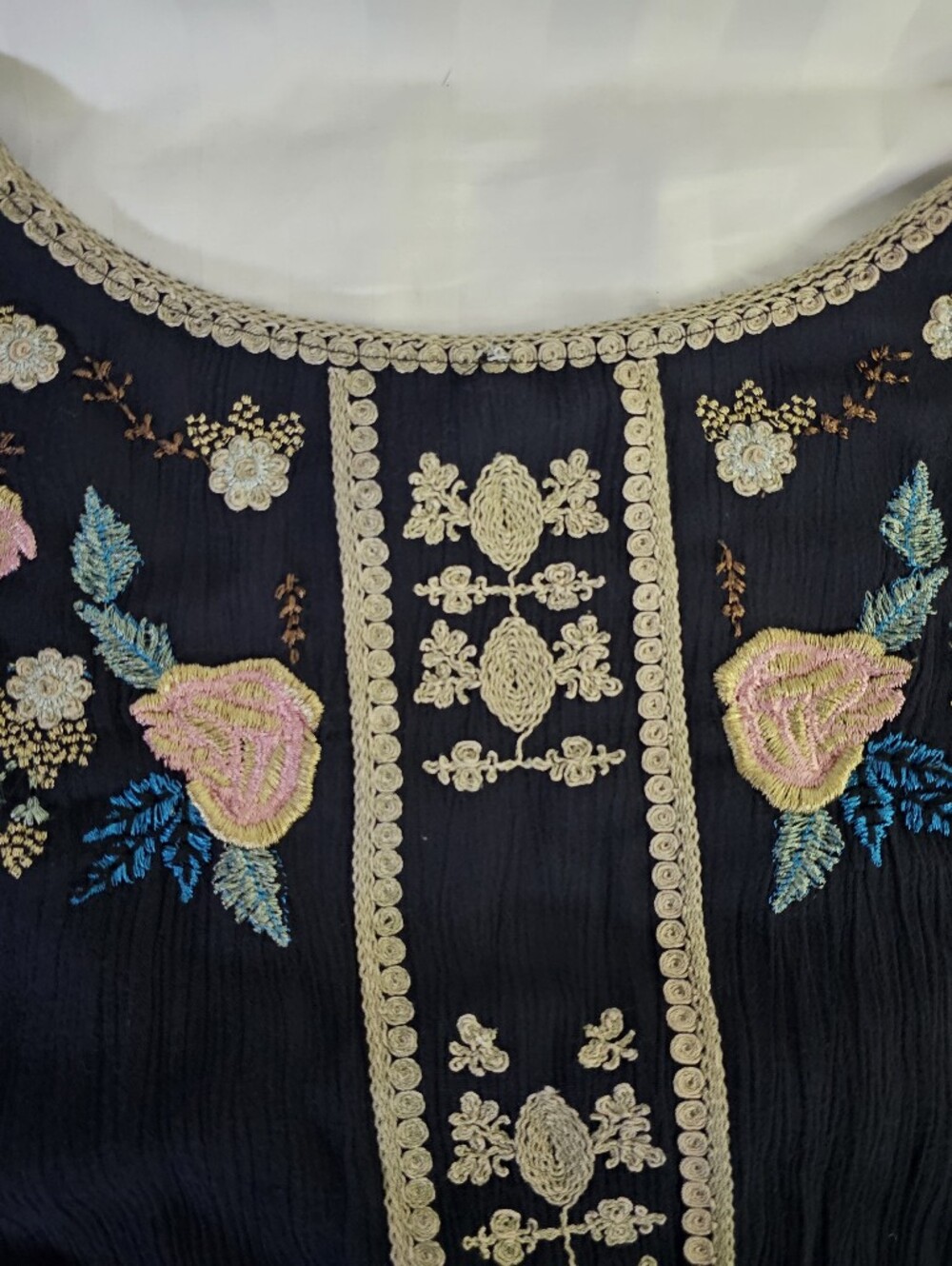 Free People Navy Embroidered Wrap Midi Dress - Picture 9 of 11
